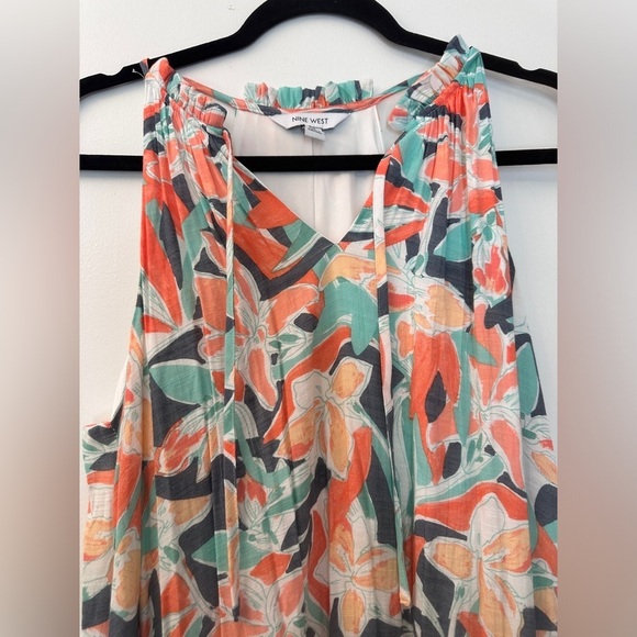 Nine West Tiered Peasant Floral Maxi Dress Size L - Picture 5 of 12